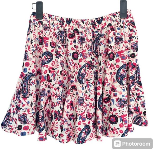 Zara Womens 100% Cotton Floral Paisley Pull On Skirt Size XS Boho Beachy Western - Picture 2 of 6